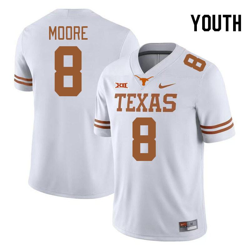 Youth #8 Trey Moore Texas Longhorns College Football Jerseys Stitched-White